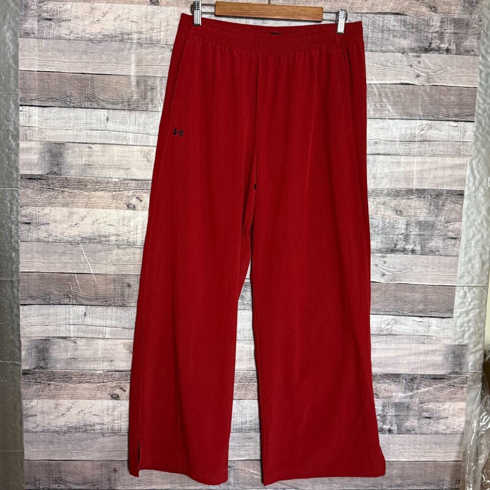 Under Armour Rival Wide Leg Pants Womens Medium Red Performance Casual